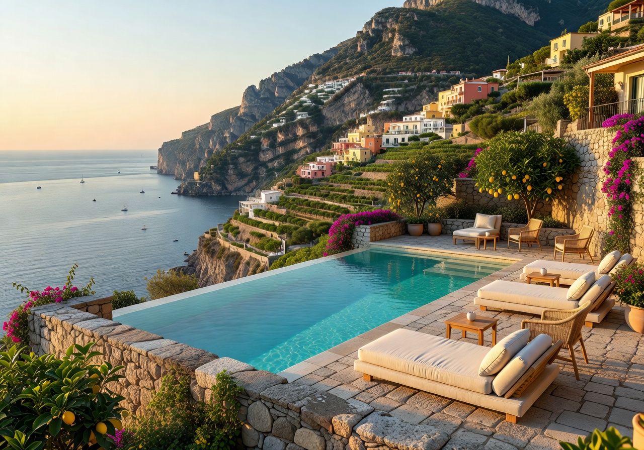 Amalfi Coast Retreat hotel terrace with infinity pool and sea views
