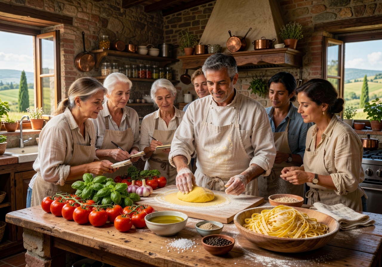 Traditional Italian pasta dish with fresh ingredients and Mediterranean herbs