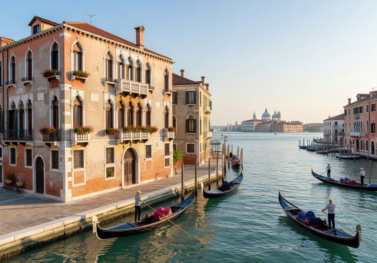 Venice Lagoon Stay hotel with waterfront views of Venetian canals and gondolas